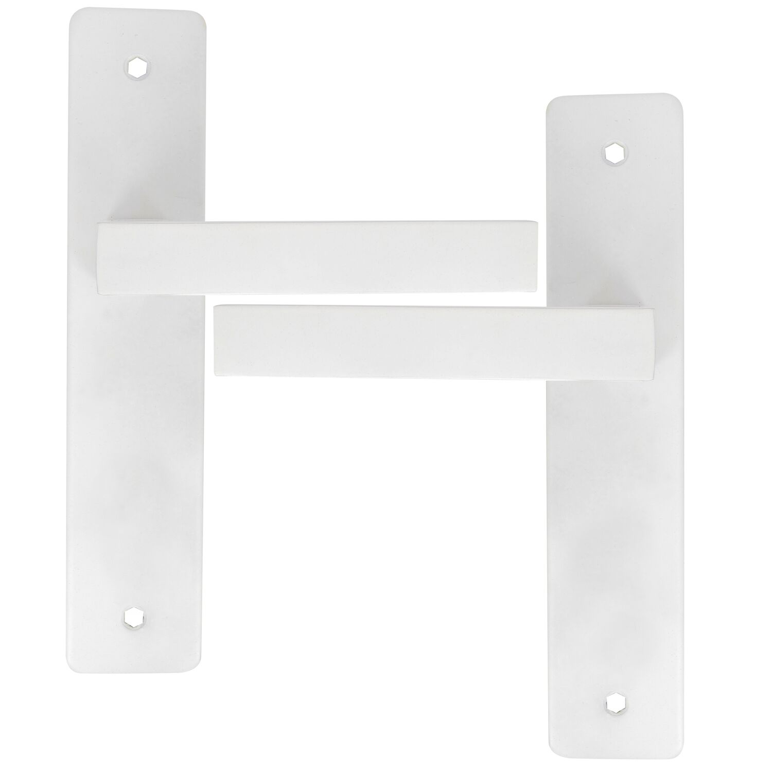 2 poignées de porte Aya entraxe 165 sans trou alu/acier blanc mat - INVENTIV