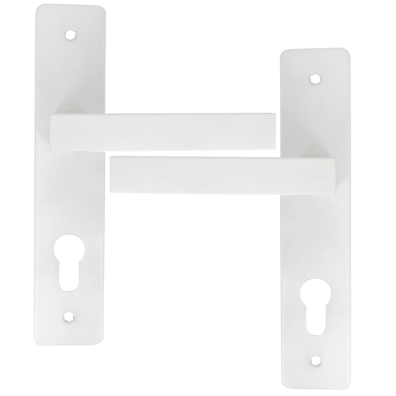 2 poignées de porte Aya entraxe 165 cylindre alu/acier blanc mat - INVENTIV