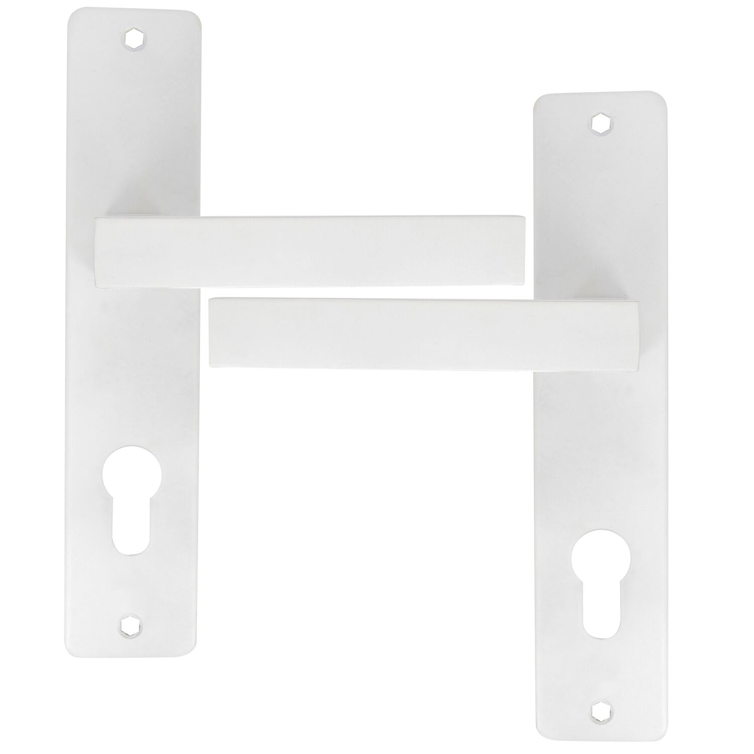 2 poignées de porte Béa entraxe 195 cylindre alu blanc mat - INVENTIV