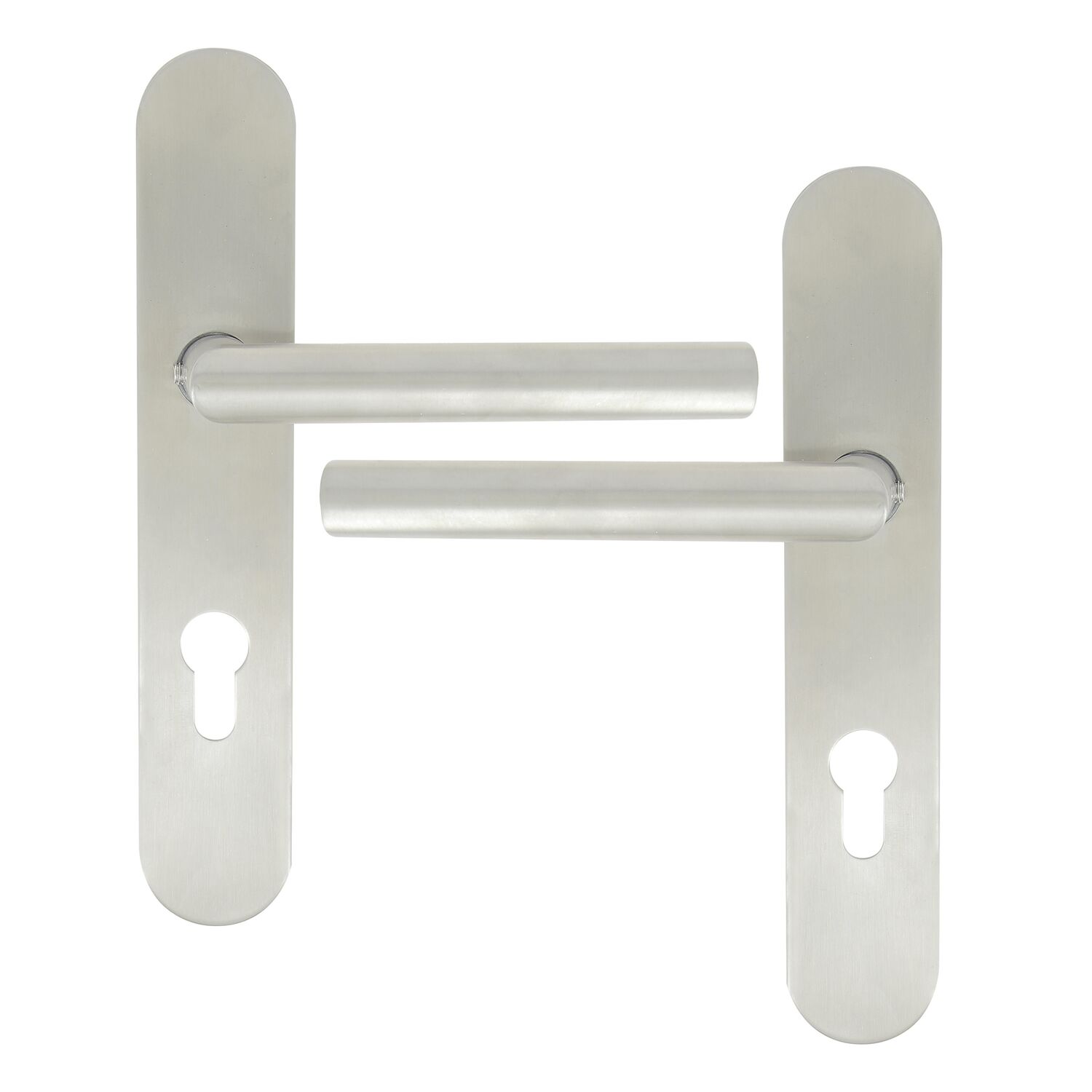 2 poignées de porte extérieure Rosalie entraxe 195 cylindre inox - INVENTIV