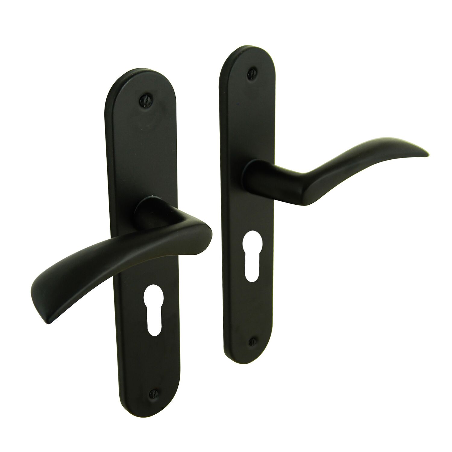 2 poignées de porte Romy entraxe 195 cylindre alu/acier noir mat - INVENTIV