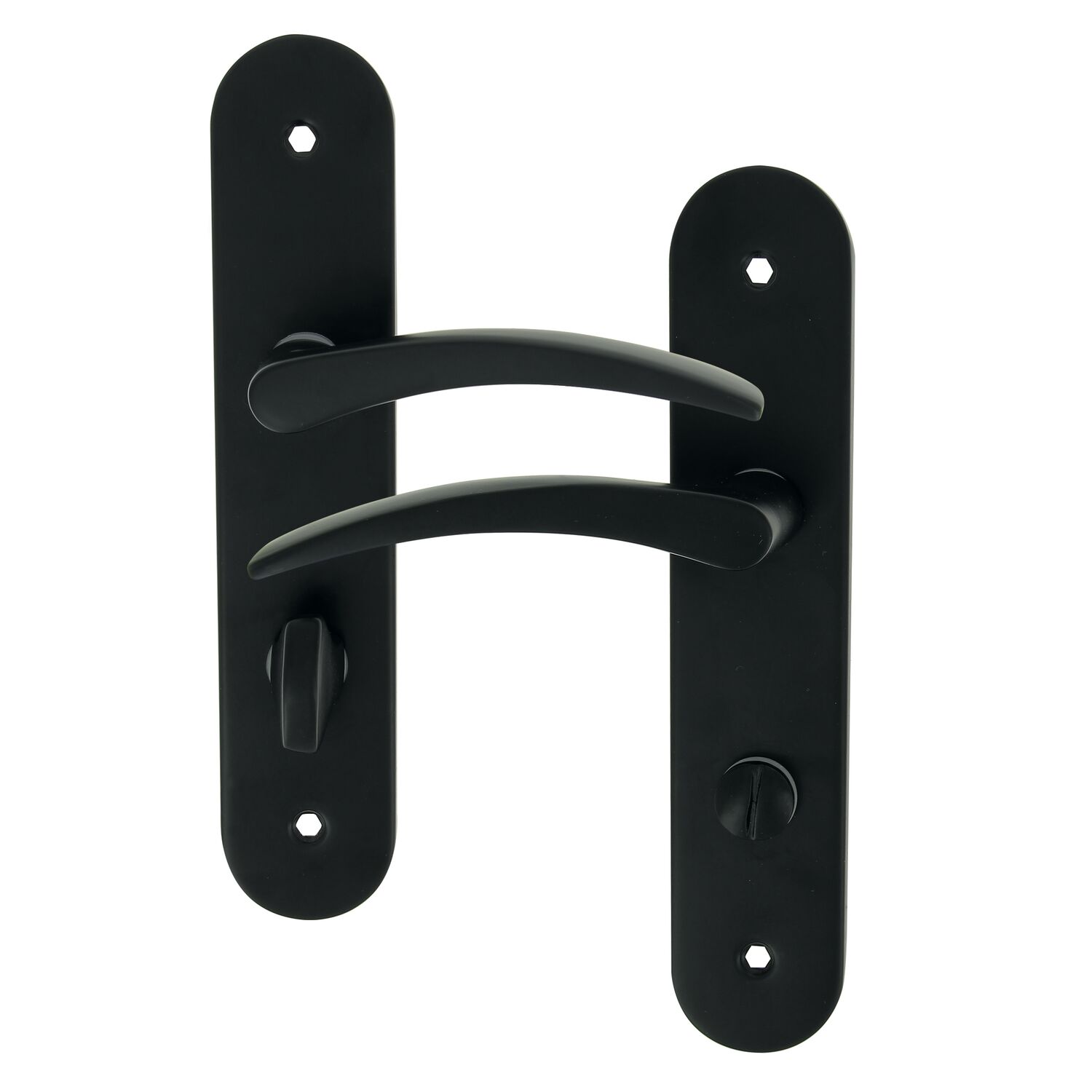 2 poignées de porte Tani entraxe 165 condamnation alu/acier noir mat - INVENTIV