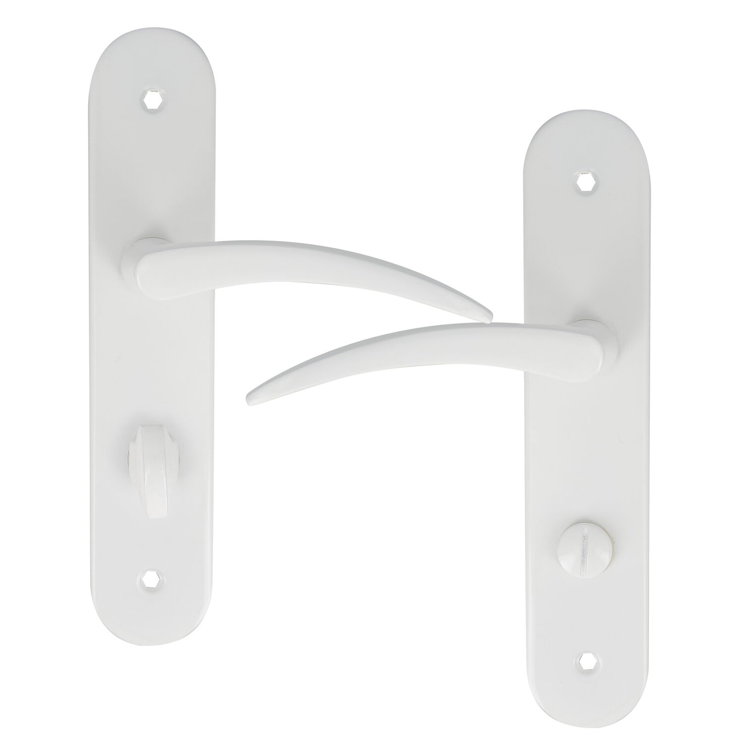 2 poignées de porte Tani entraxe 165 condamnation aluminium blanc - INVENTIV