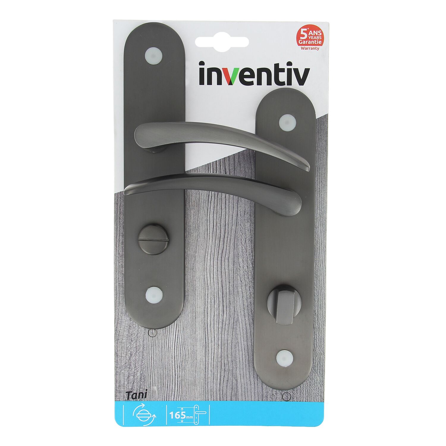 2 poignées de porte Tani entraxe 165 conda alu/acier gris foncé - INVENTIV