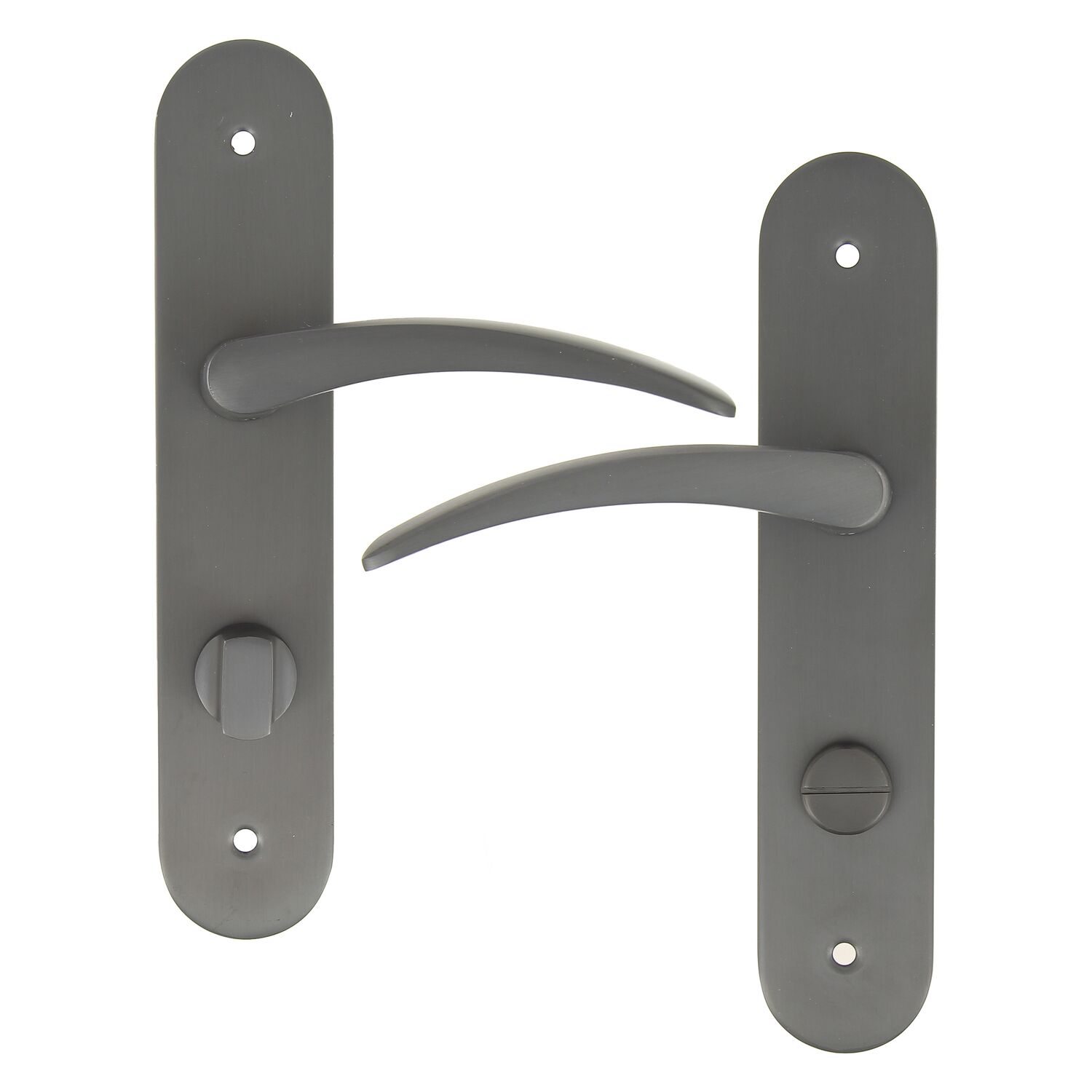 2 poignées de porte Tani entraxe 165 conda alu/acier gris foncé - INVENTIV