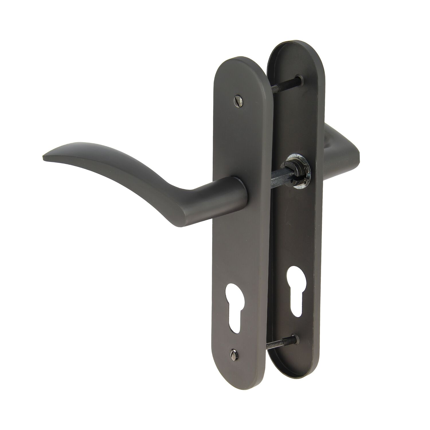 2 poignées de porte Tani entraxe 165 cylindre alu/acier gris foncé - INVENTIV