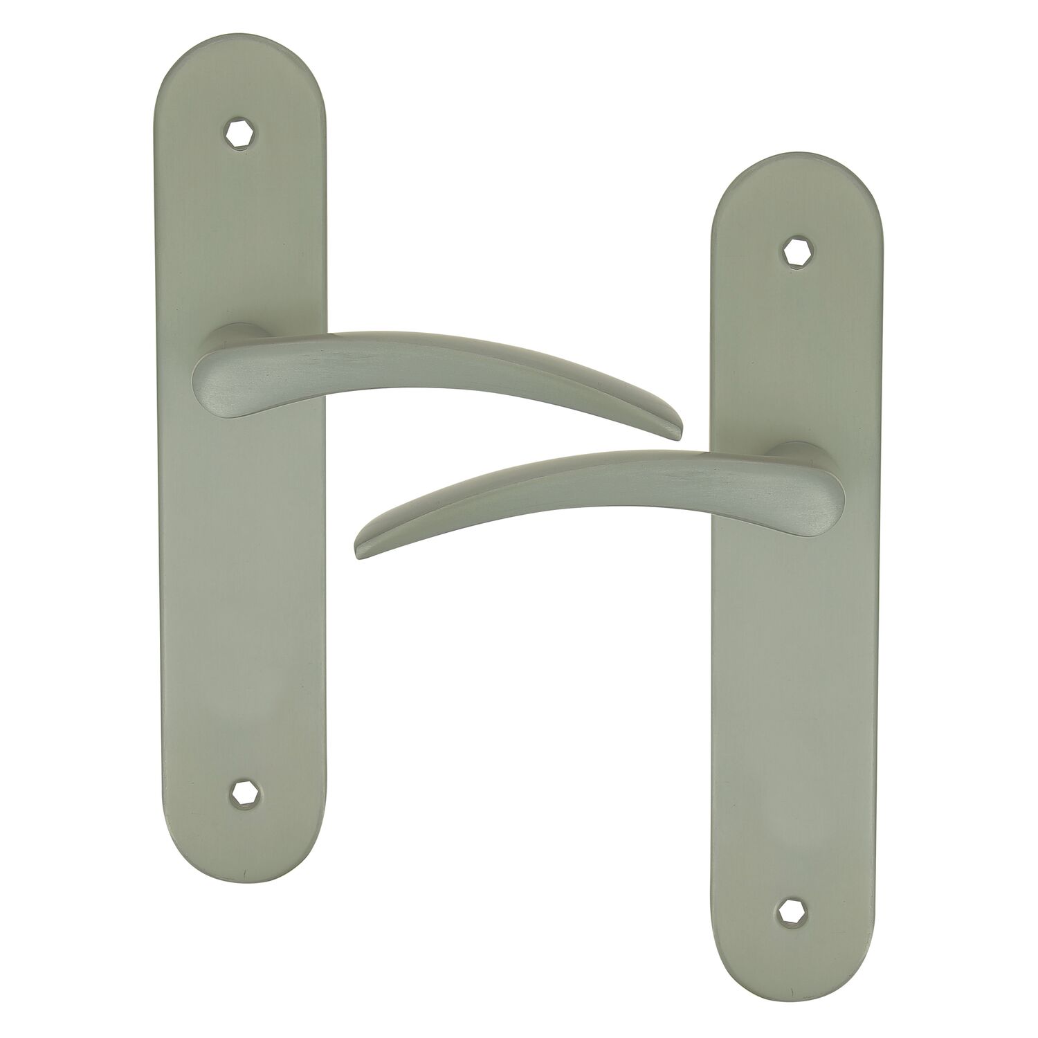 2 poignées de porte Tani entraxe 165 sans trou aluminium fini inox - INVENTIV