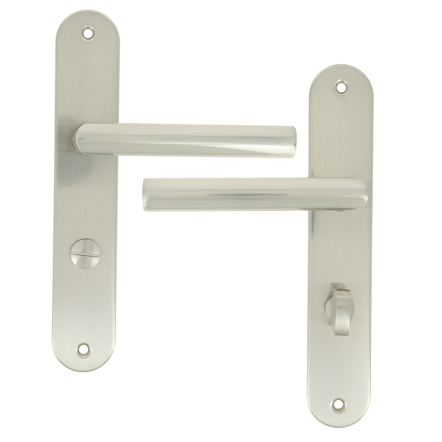 2 poignées de porte Ally entraxe 195 condamnation alu/acier nickel mat - INVENTIV