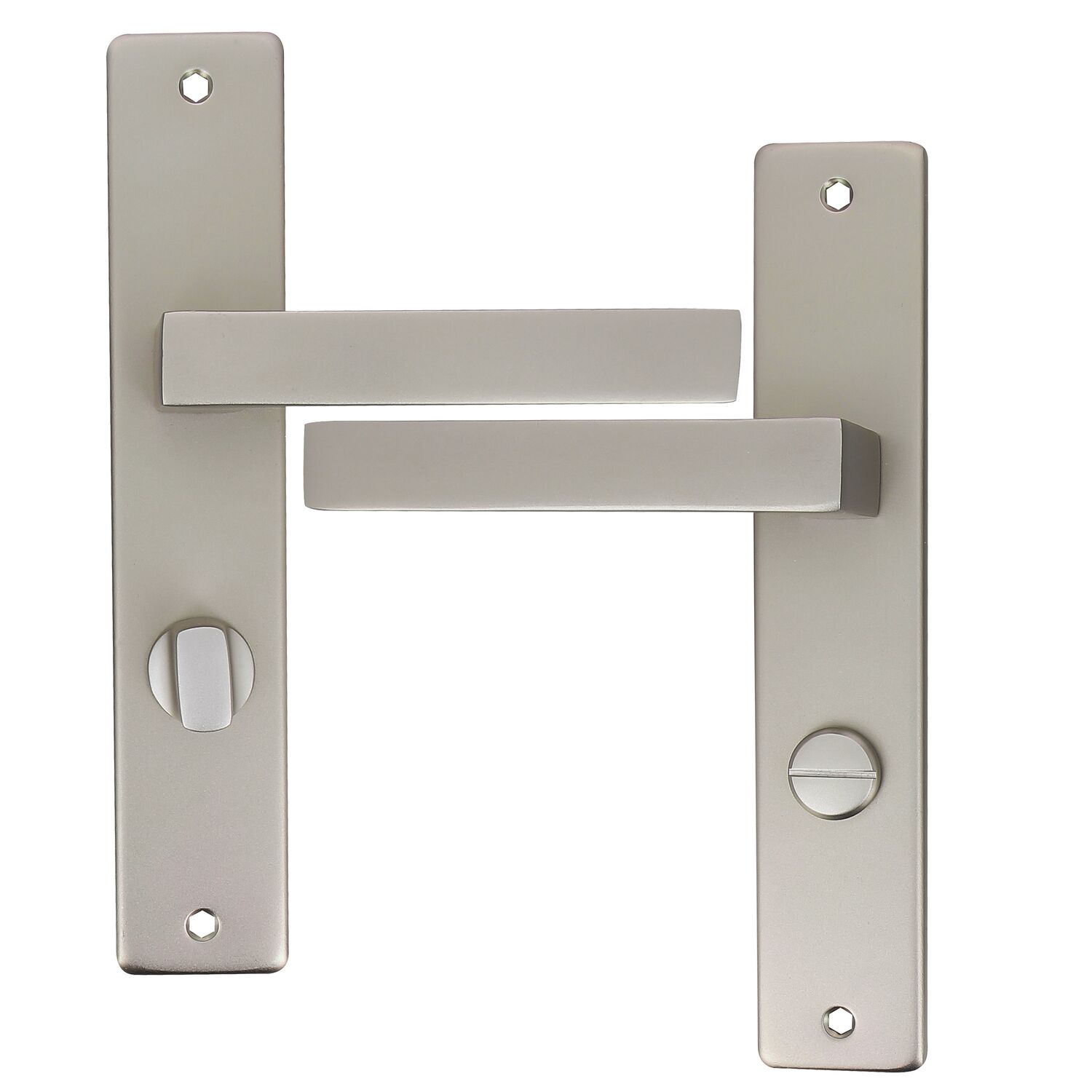 2 poignées de porte Béa entraxe 195 conda alu fini inox velours - INVENTIV