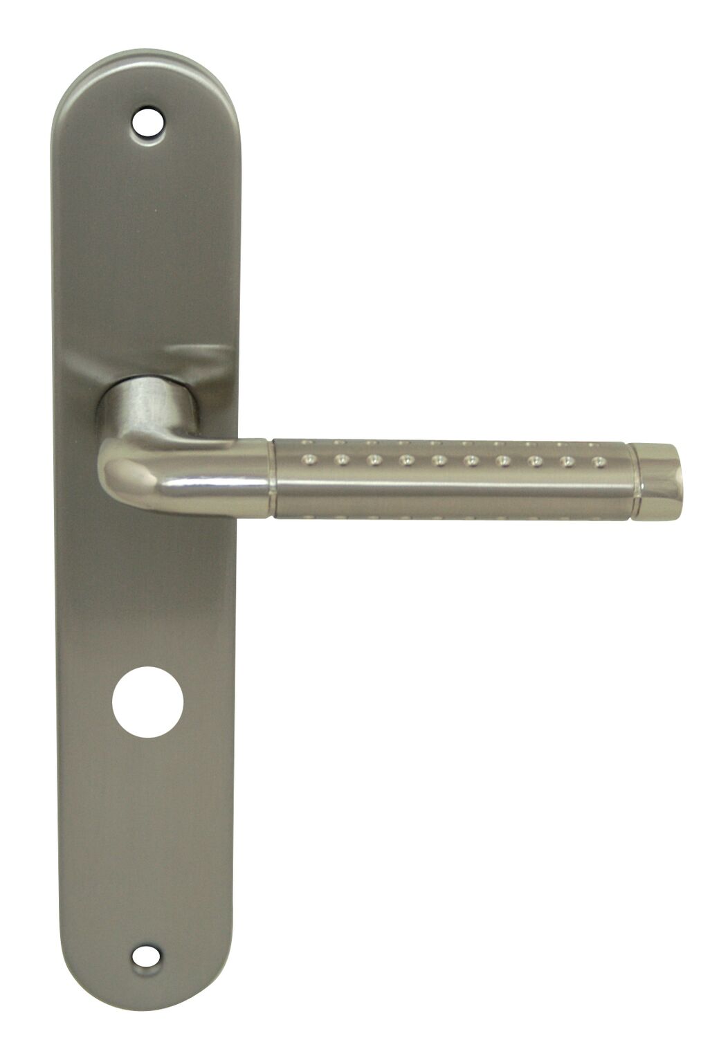 2 poignées de porte Cléa entraxe 195 conda alu/acier nickel mat - INVENTIV