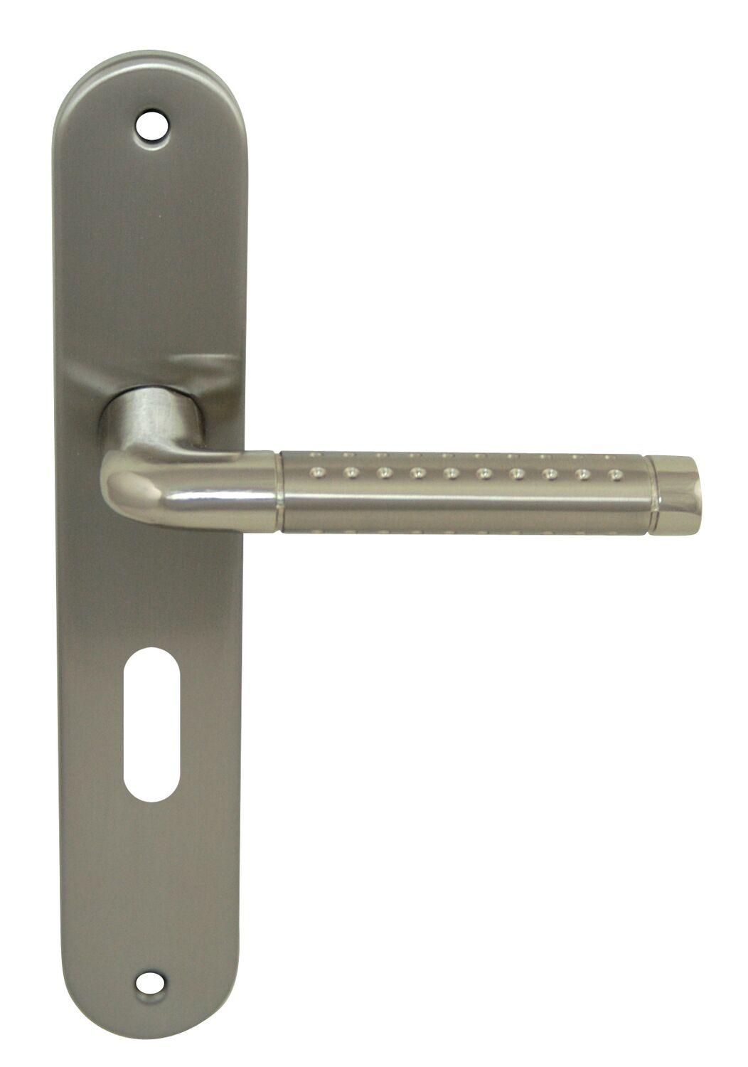 2 poignées de porte Cléa entraxe 195 clé alu/acier nickel mat - INVENTIV