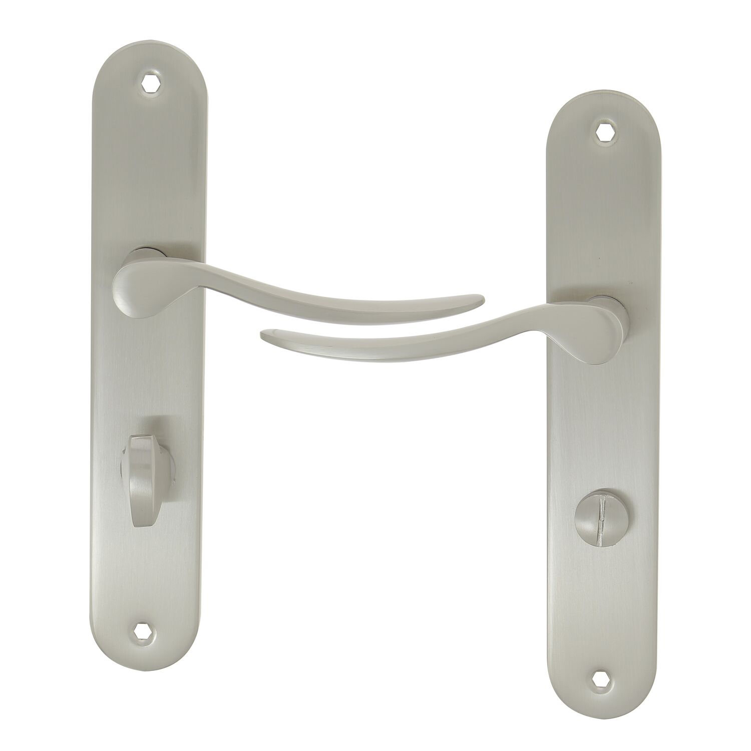 2 poignées de porte Ezia entraxe 195 conda alu/acier nickel mat - INVENTIV