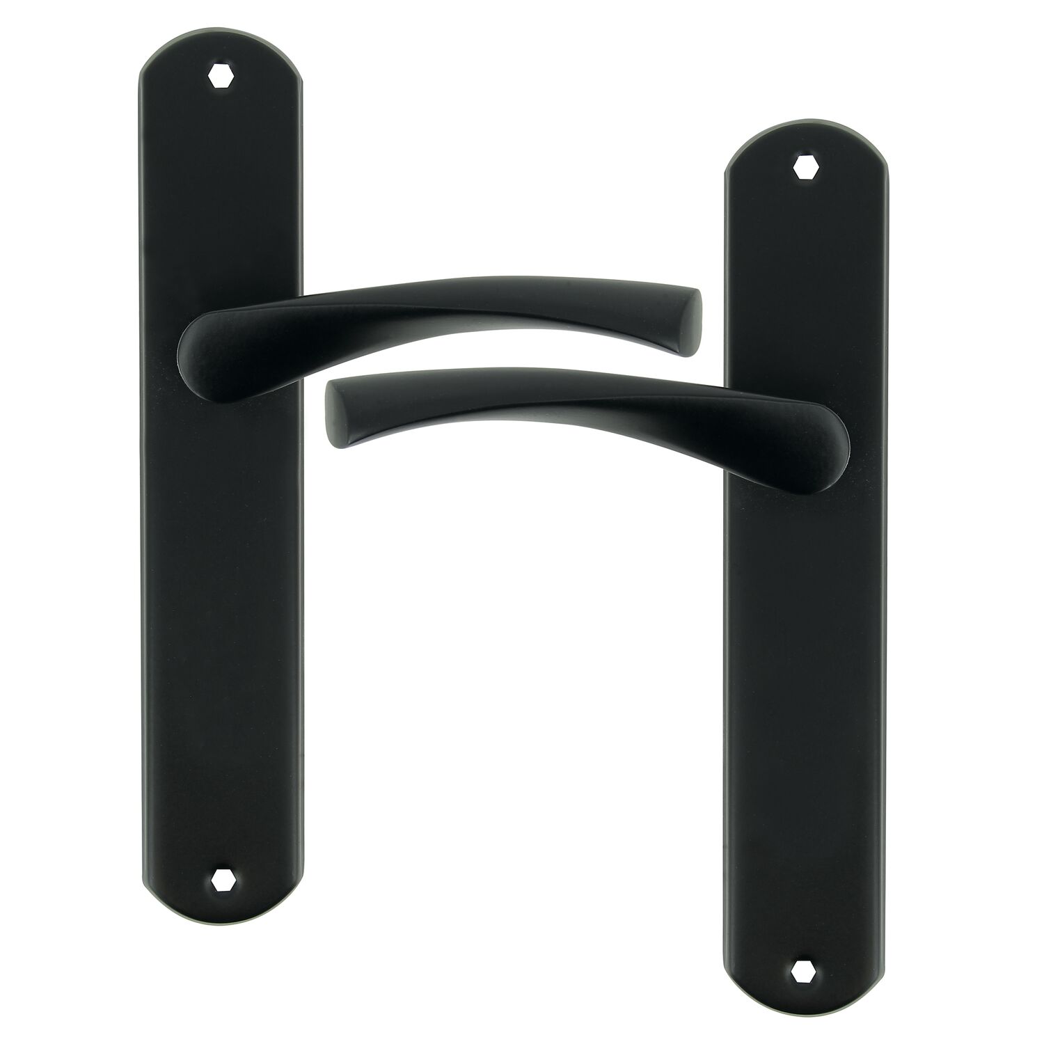 2 poignées de porte Leon entraxe 195 sans trou alu/acier noir mat - INVENTIV