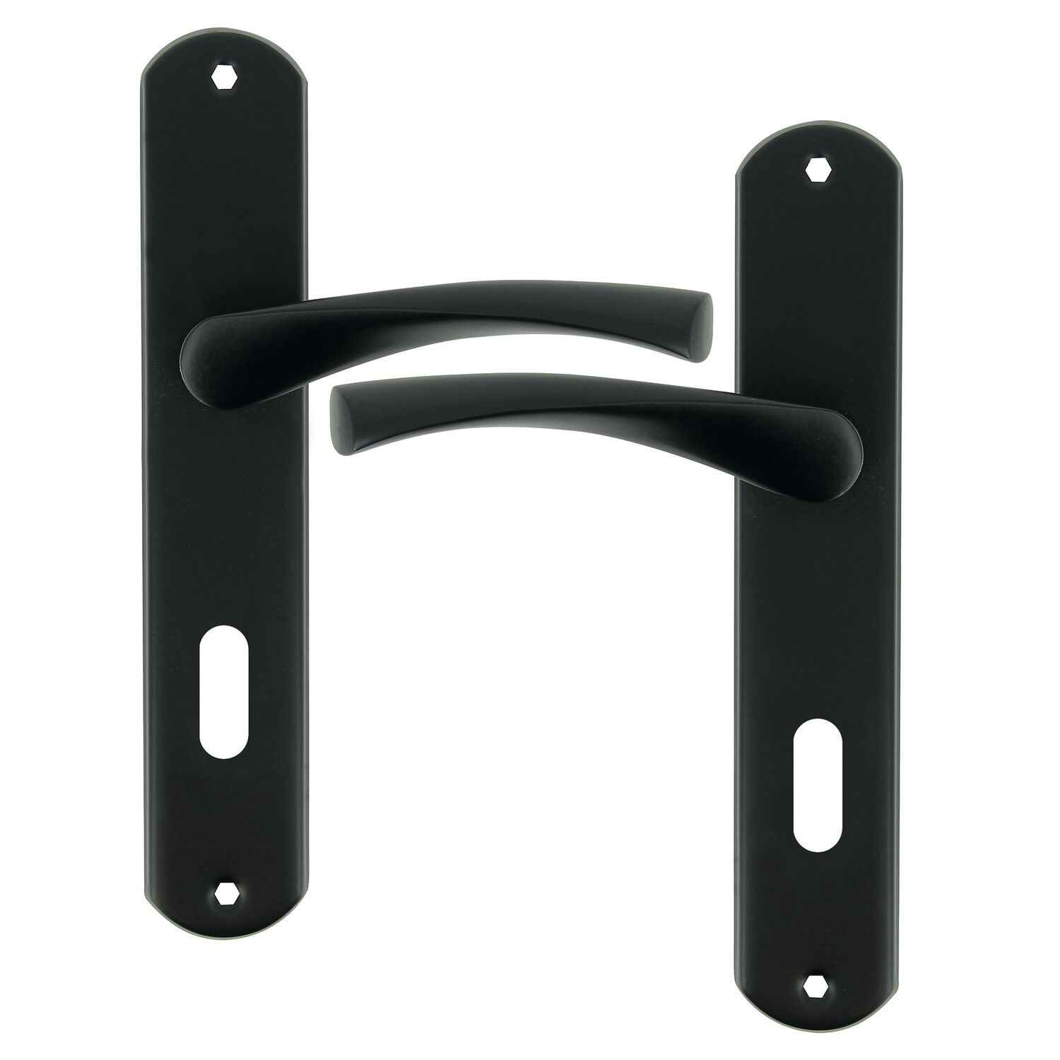 2 poignées de porte Leon entraxe 195 clé alu/acier noir mat - INVENTIV