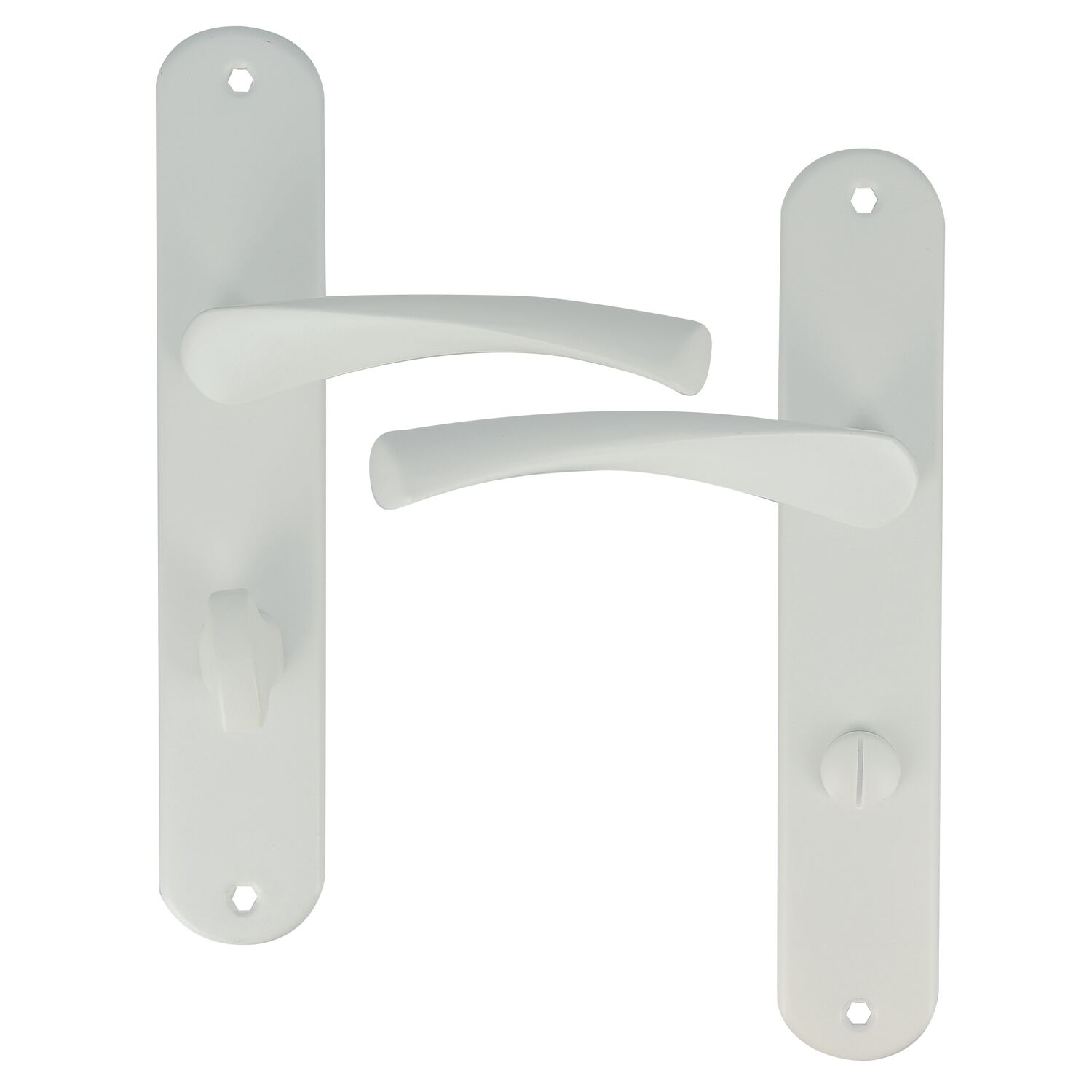 2 poignées de porte Leon entraxe 195 condamnation alu/acier blanc mat - INVENTIV