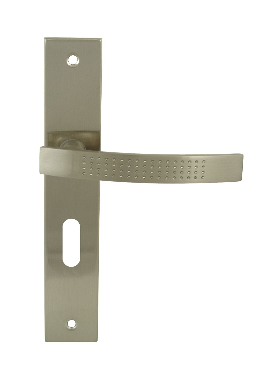 2 poignées de porte Mael entraxe 195 clé alu/acier nickel mat - INVENTIV
