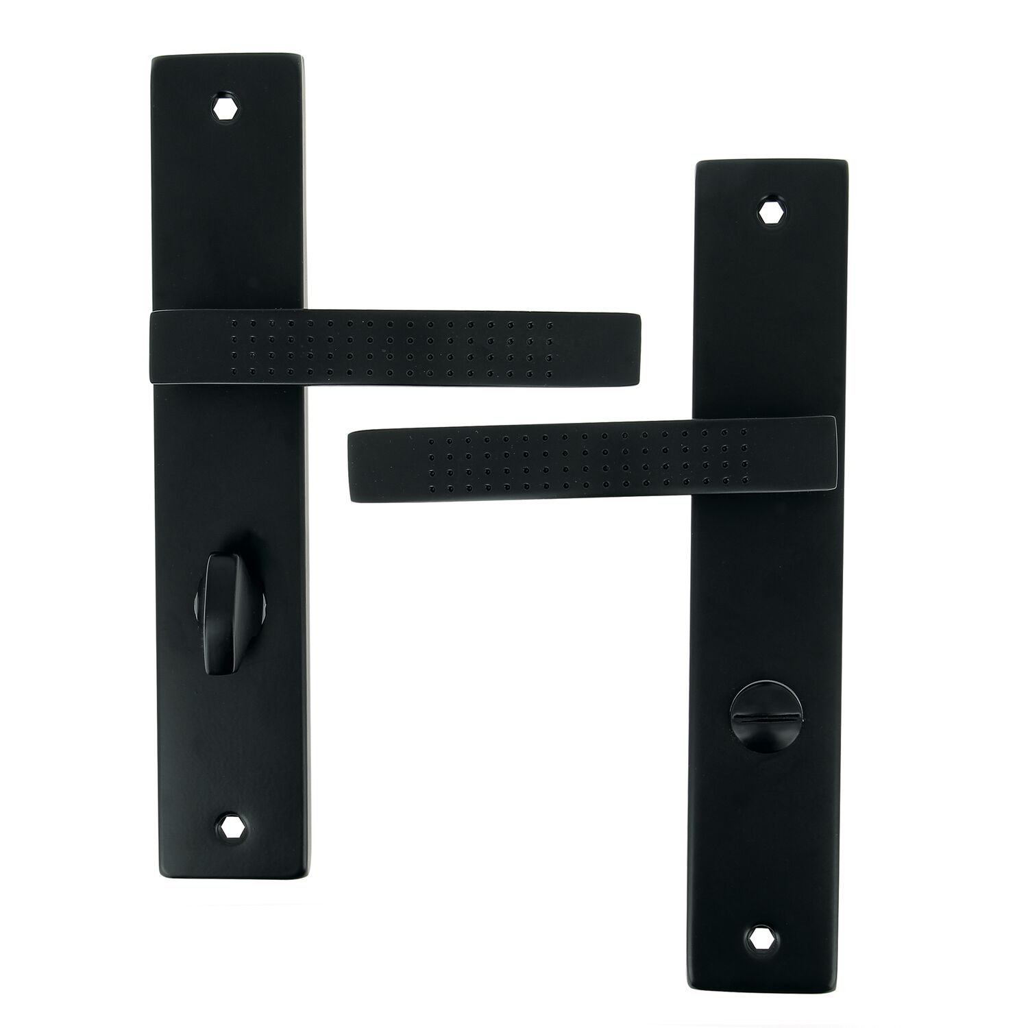 2 poignées de porte Mael entraxe 195 condamnation alu/acier noir mat  - INVENTIV