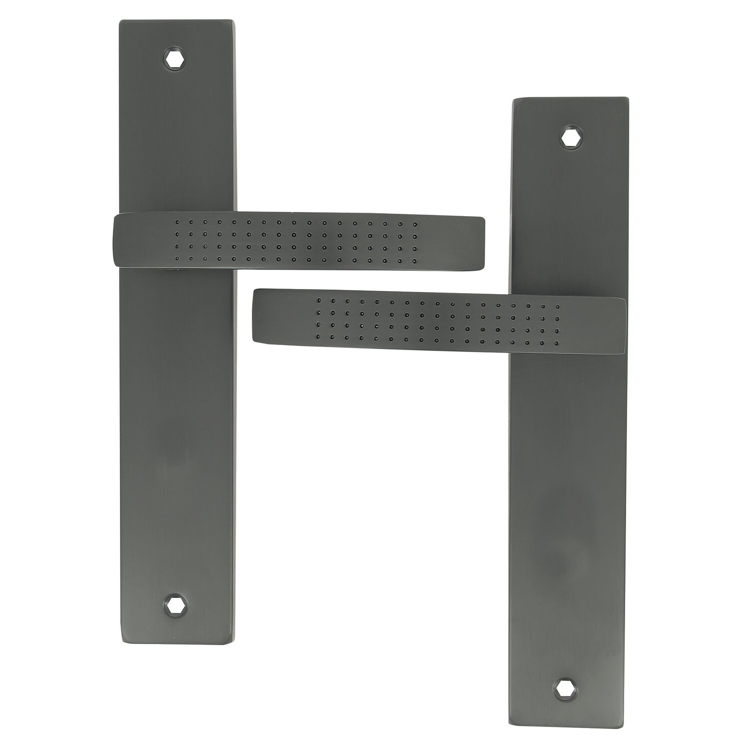 2 poignées de porte Mael entraxe 195 sans trou alu/acier gris foncé - INVENTIV