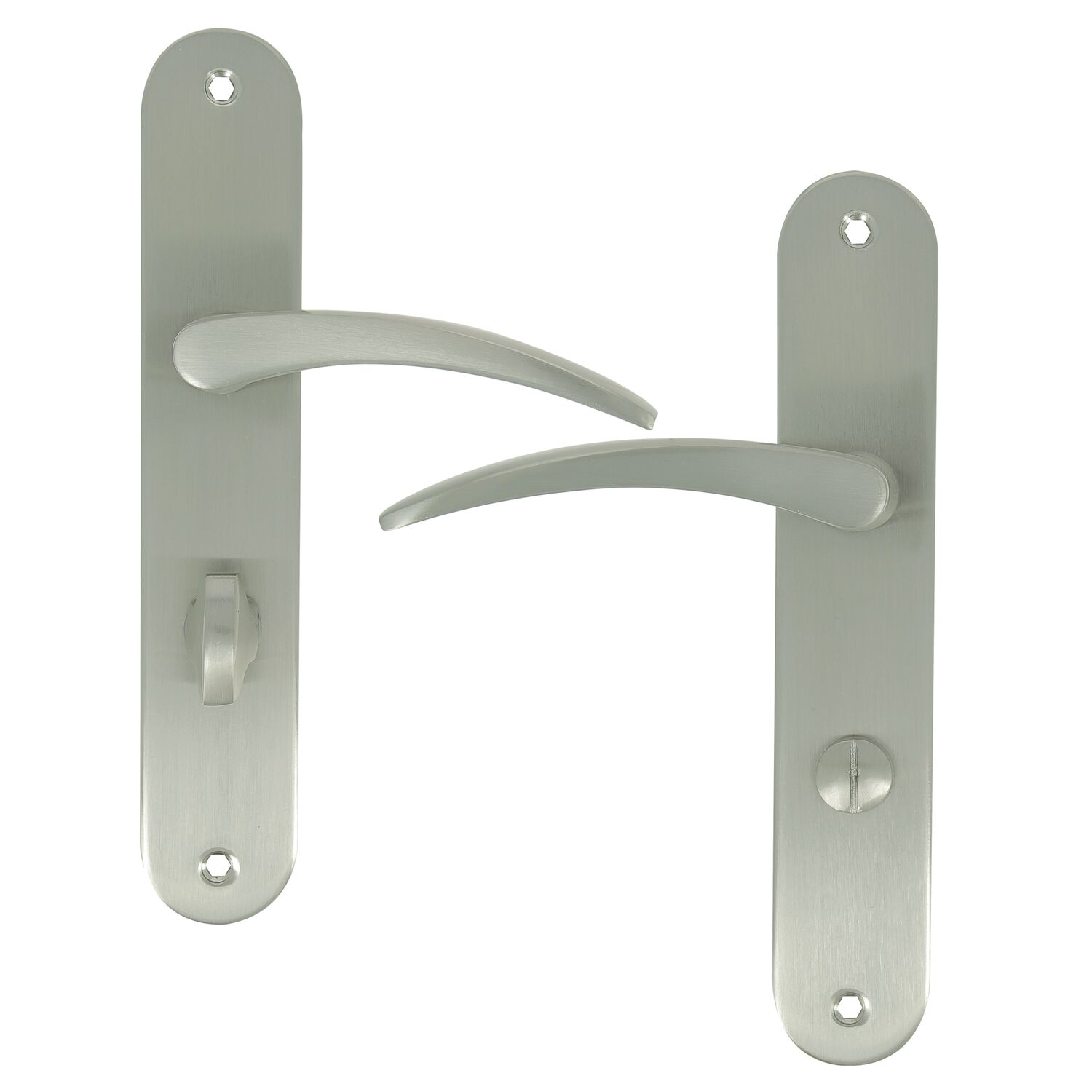 2 poignées de porte Romy entraxe 195 conda alu/acier nickel mat - INVENTIV