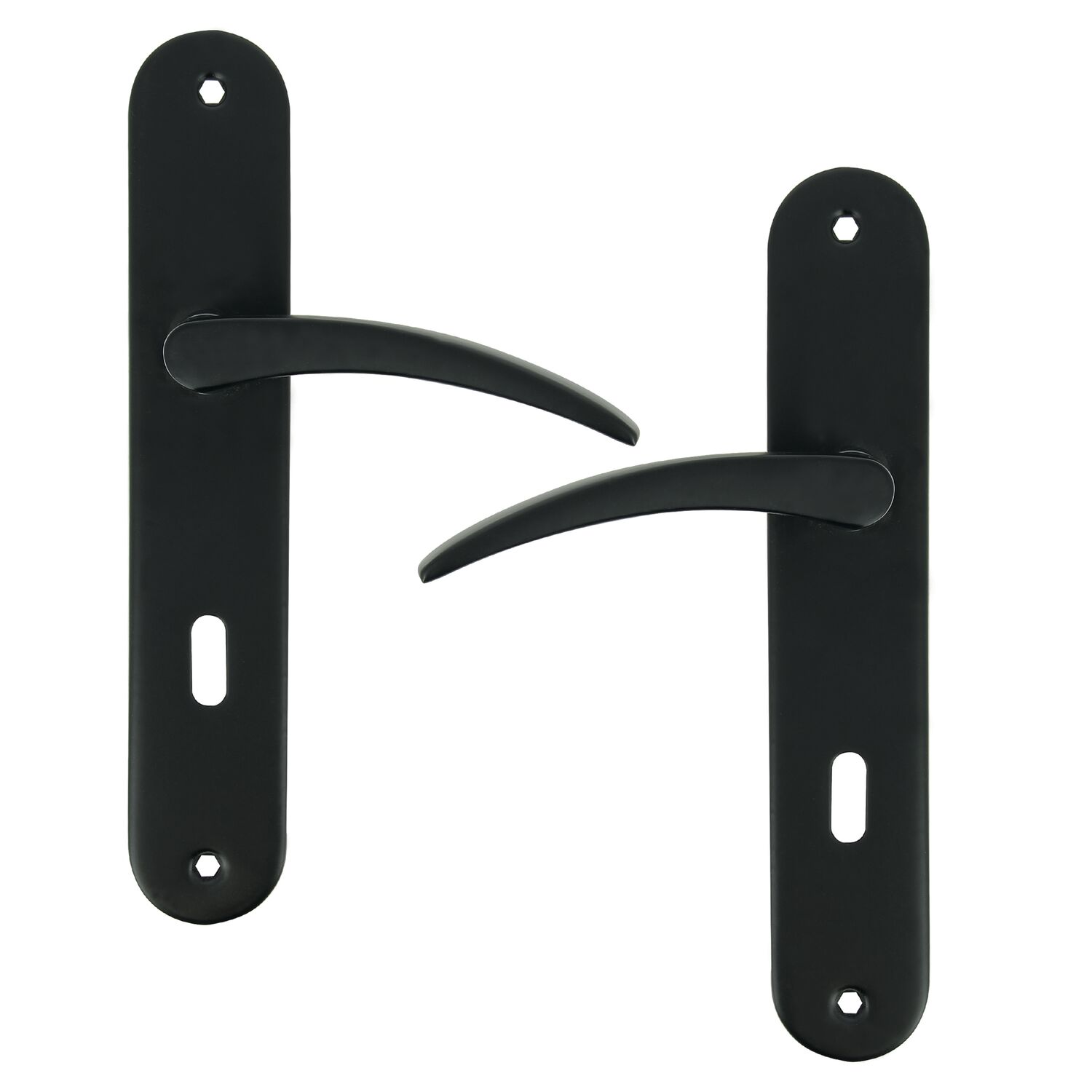 2 poignées de porte Romy entraxe 195 clé alu/acier noir mat - INVENTIV