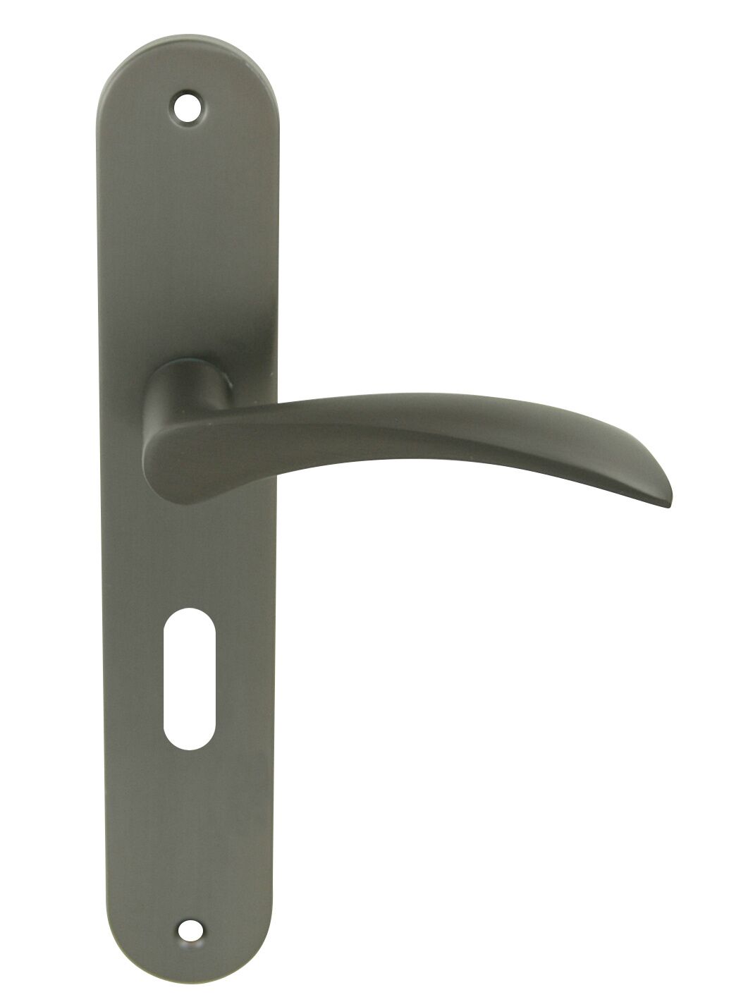 2 poignées de porte Romy entraxe 195 clé alu/acier gris foncé - INVENTIV