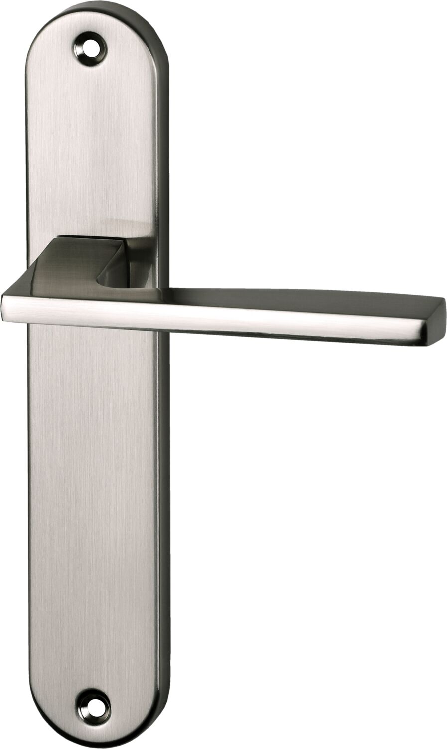 Poignée de porte Val entraxe 195 bec de cane nickel alu  - INVENTIV
