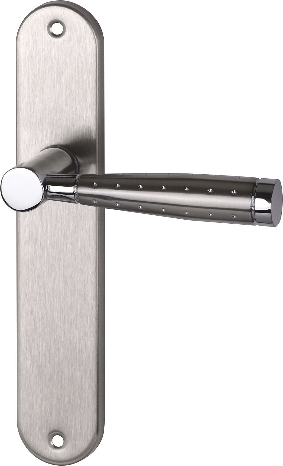 Poignée de porte Elio entraxe 195 bec de cane nickel alu  - INVENTIV