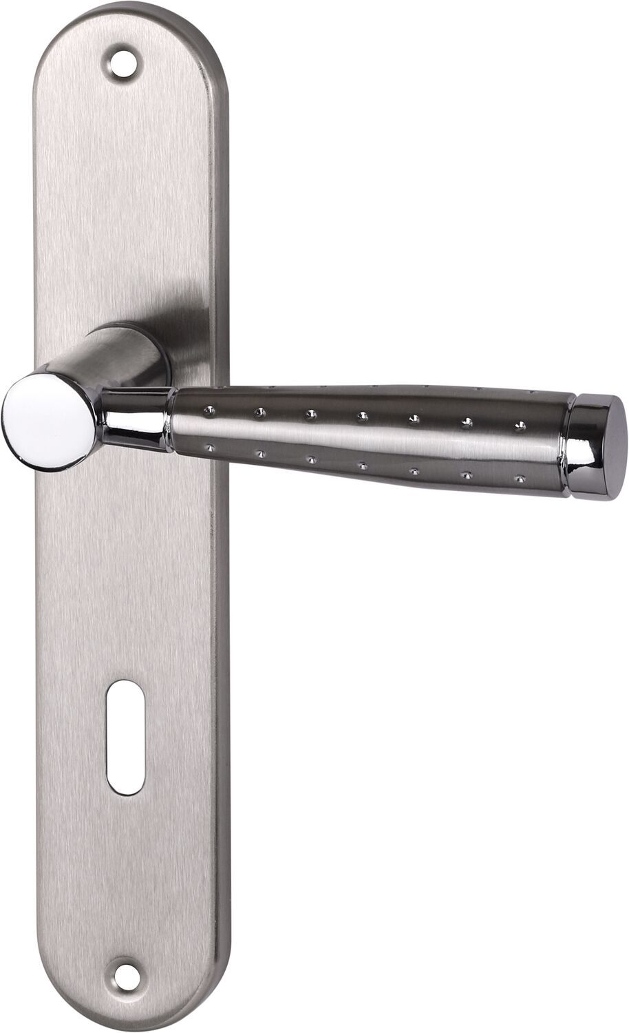 Poignée de porte Elio entraxe 195 clé nickel alu  - INVENTIV