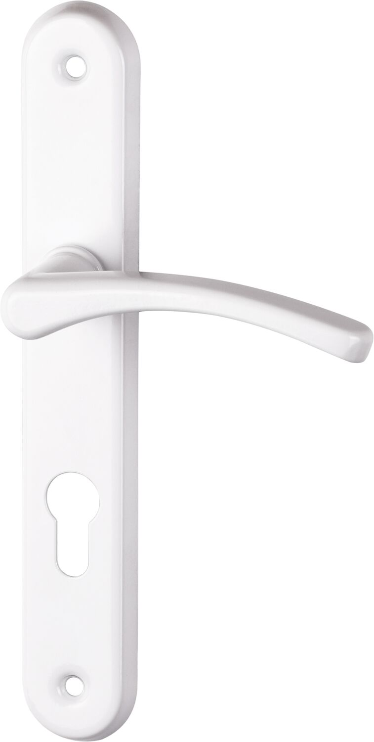 Poignée de porte extérieure Poly entraxe 195 cylindre blanc alu  - INVENTIV