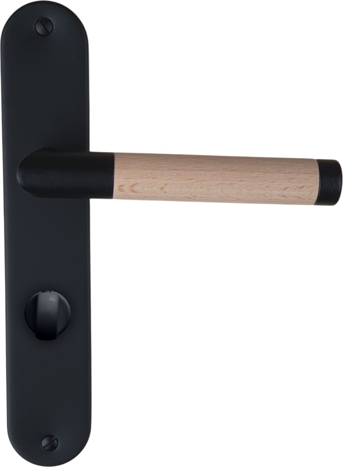 Poignée de porte Ruby entraxe 195 condamnation noir bois  - INVENTIV