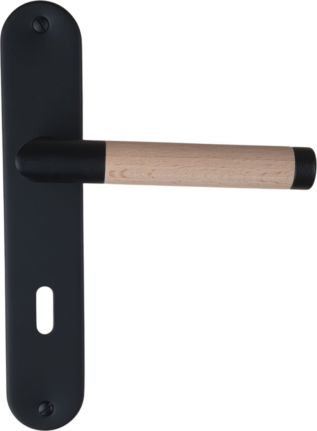 Poignée de porte Ruby entraxe 195 clé noir bois  - INVENTIV