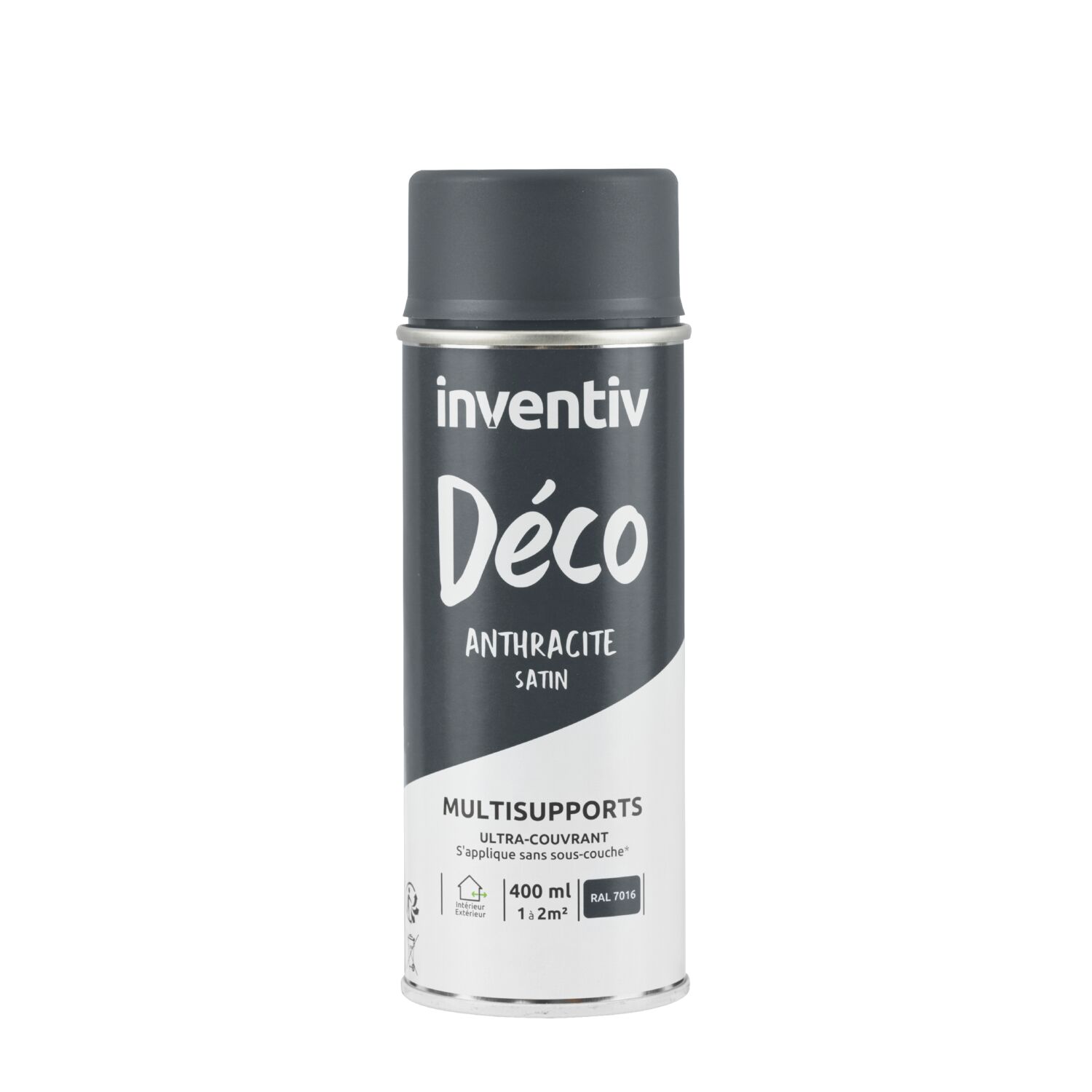 Peinture aérosol Multisupports ultra-couvrant anthracite mat 400ml - INVENTIV
