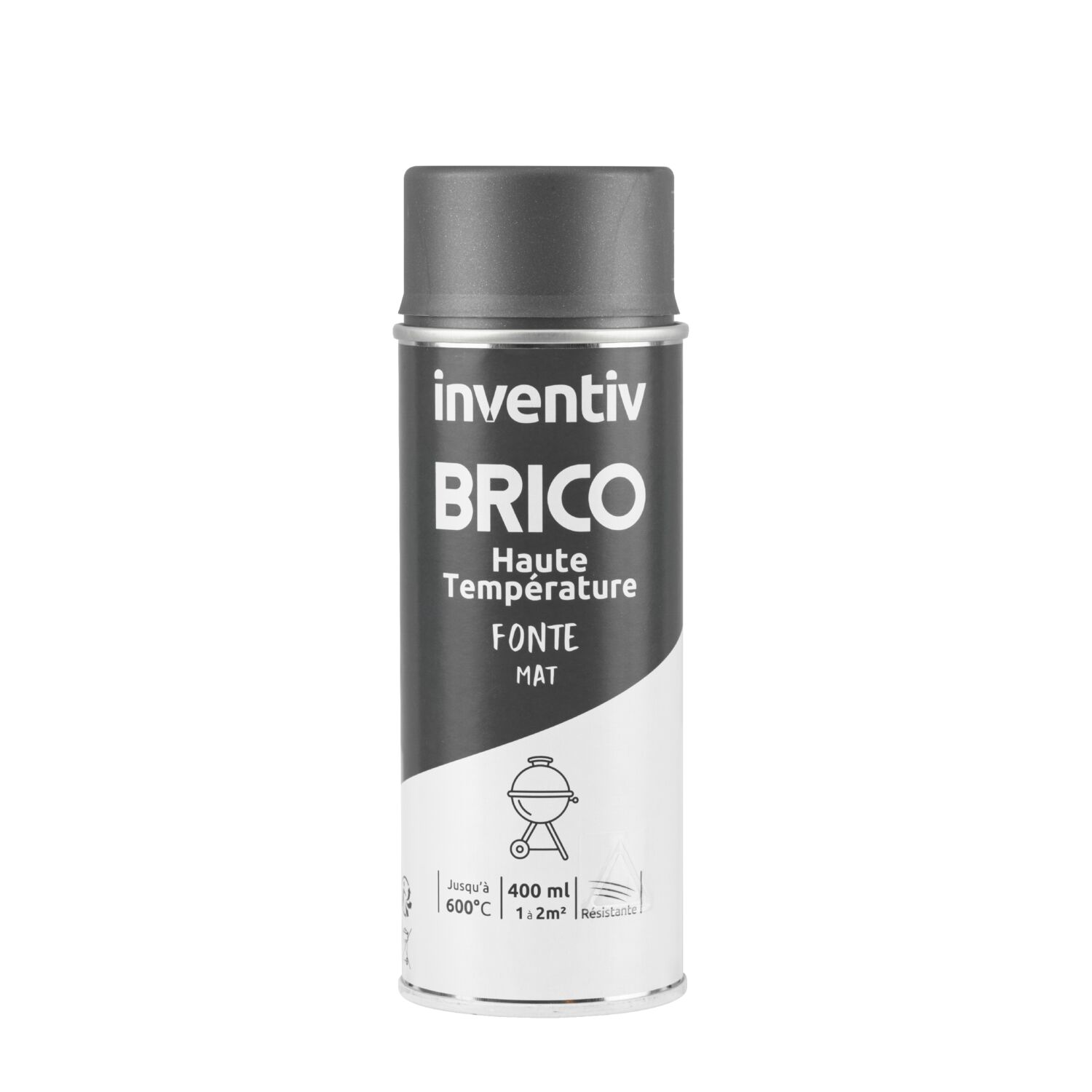 Peinture aérosol Haute Température fonte mat 400ml - INVENTIV