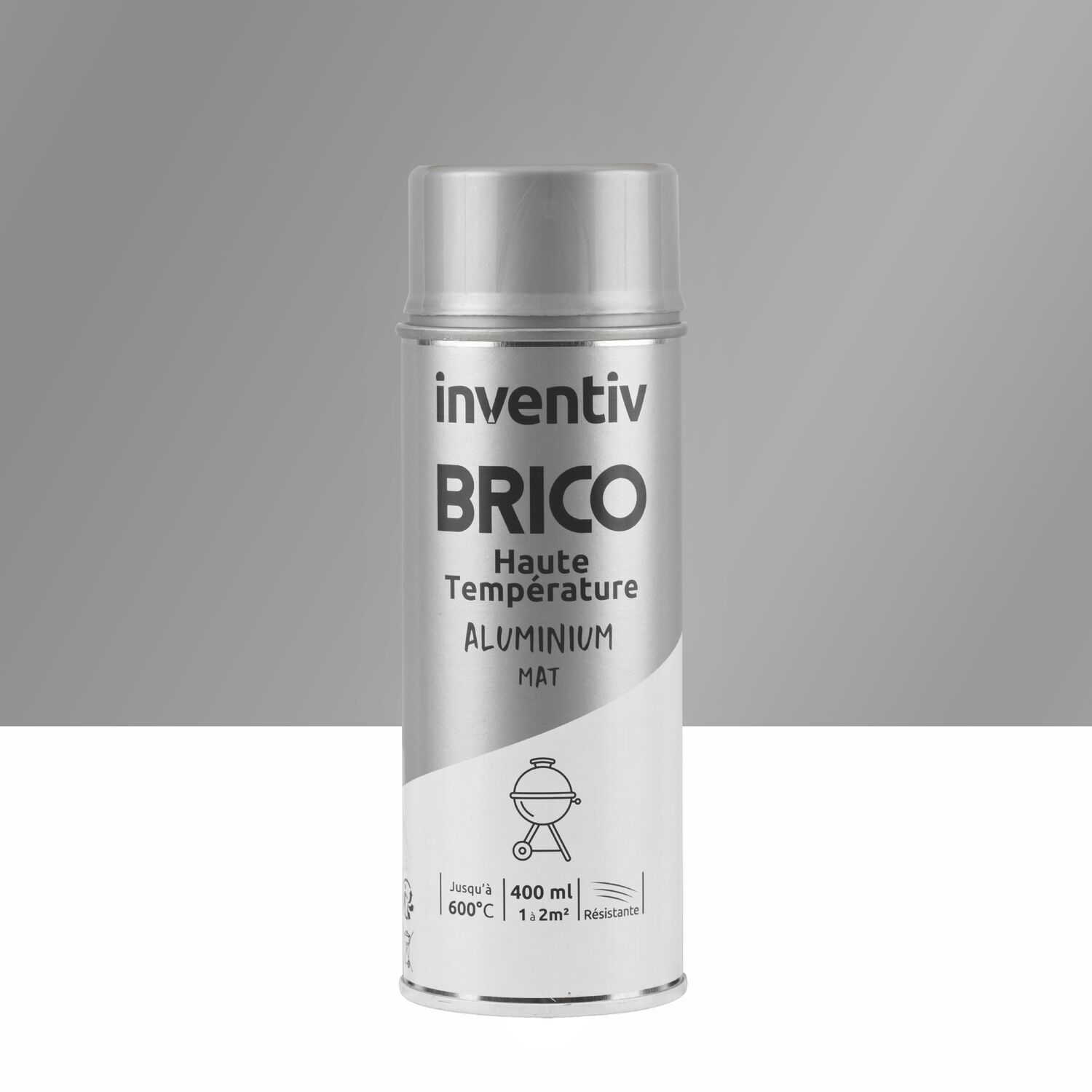 Peinture aérosol Haute Température aluminium mat 400ml - INVENTIV