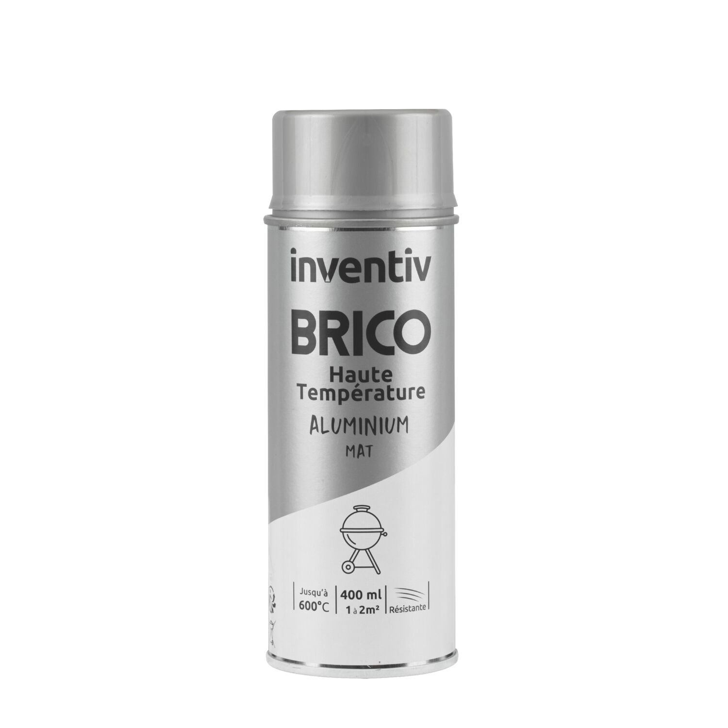 Peinture aérosol Haute Température aluminium mat 400ml - INVENTIV