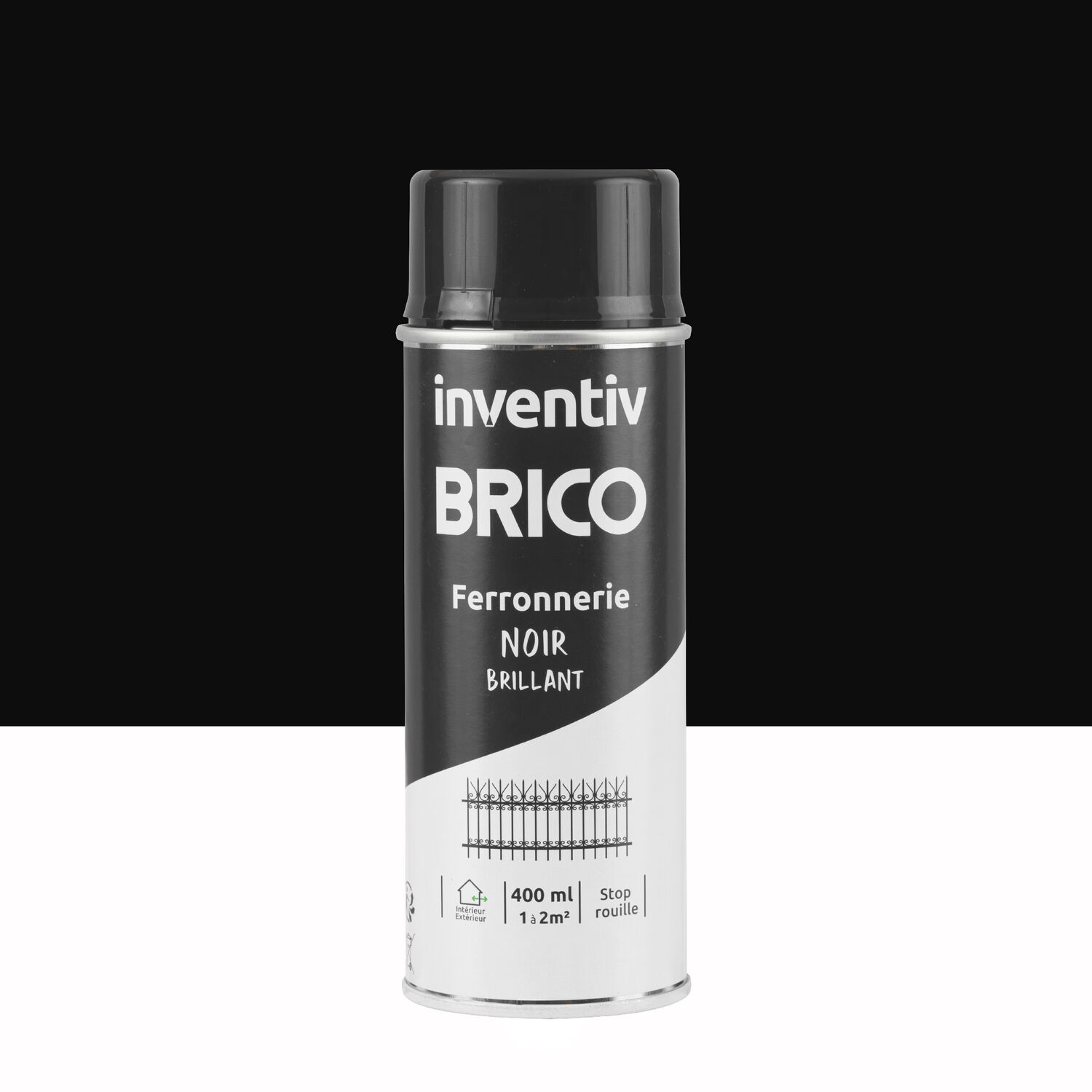 Peinture aérosol Ferronnerie noir brillant 400ml - INVENTIV