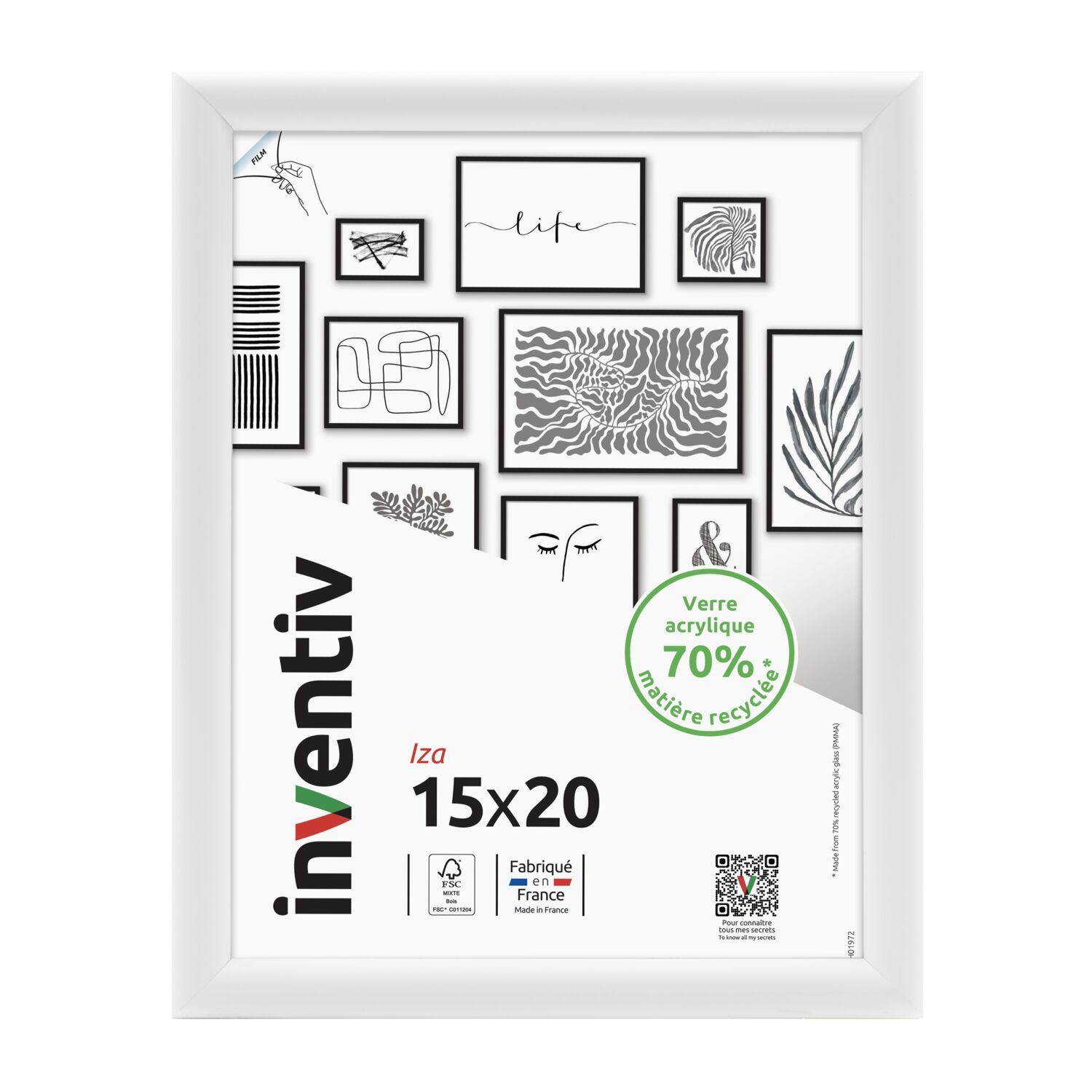 Cadre photo Iza blanc 15x20cm - INVENTIV