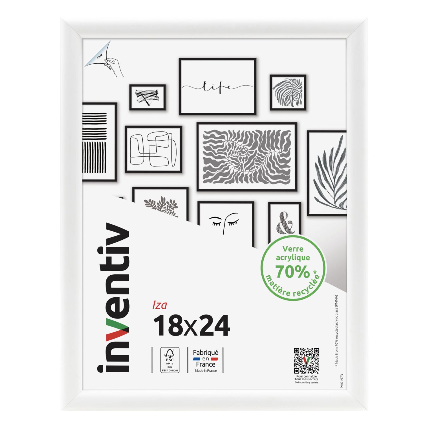 Cadre photo Iza blanc 18x24cm - INVENTIV