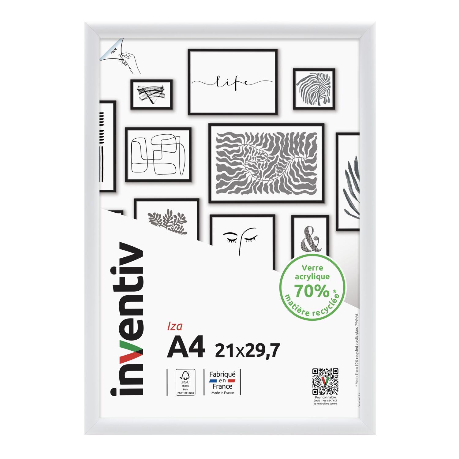 Cadre photo Iza blanc 21x29,7cm - INVENTIV