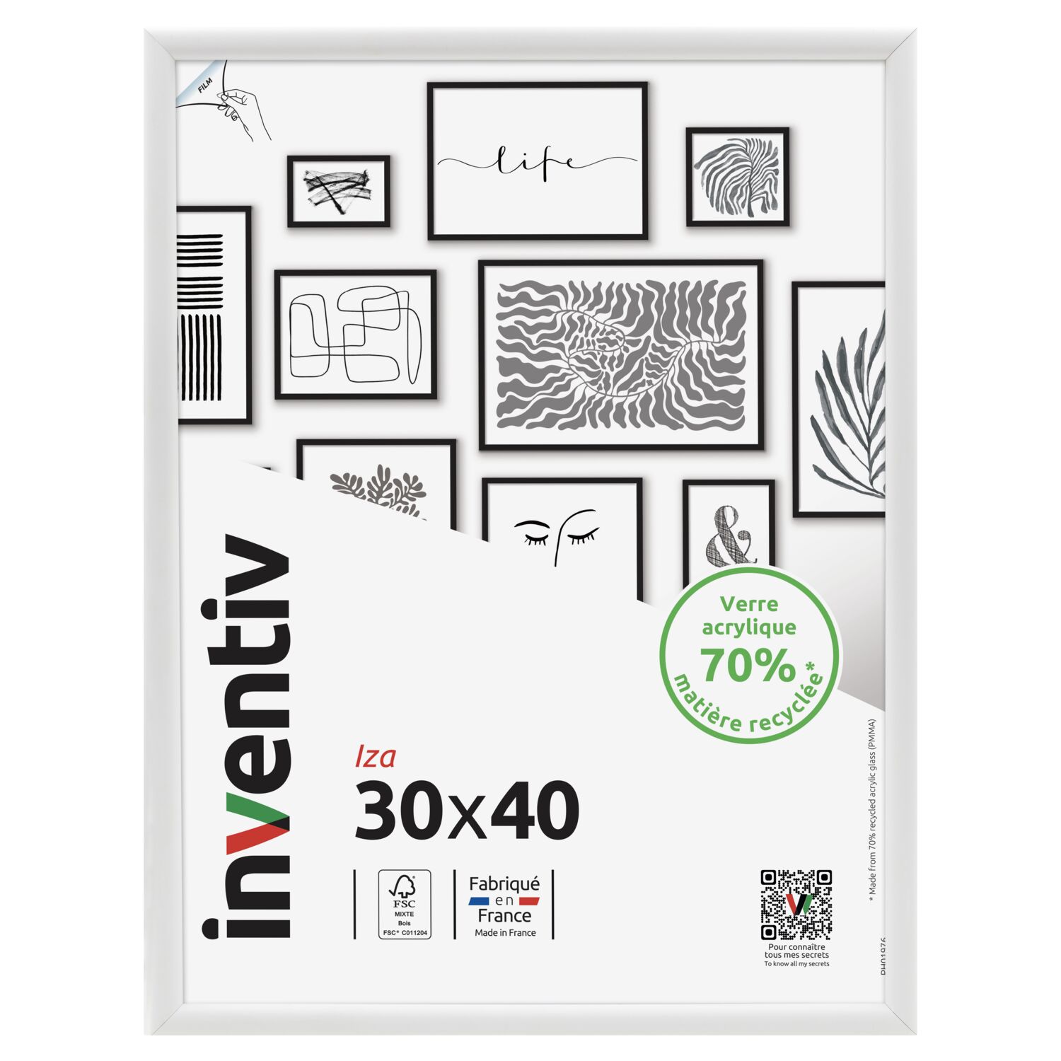 Cadre photo Iza blanc 30x40cm - INVENTIV