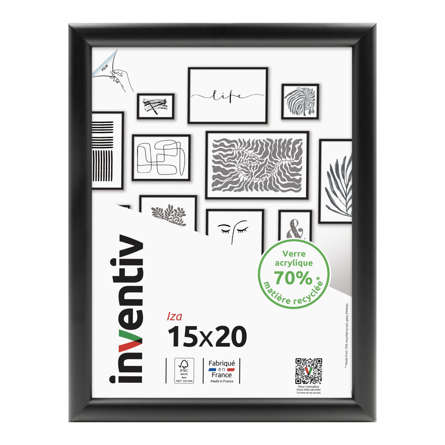 Cadre photo Iza noir 15x20cm - INVENTIV