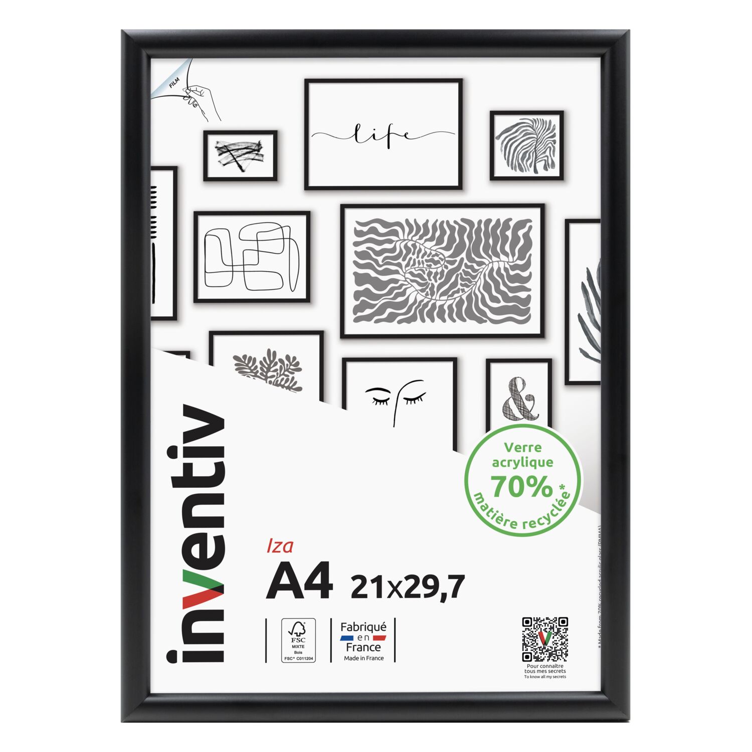 Cadre photo Iza noir 21x29,7cm - INVENTIV