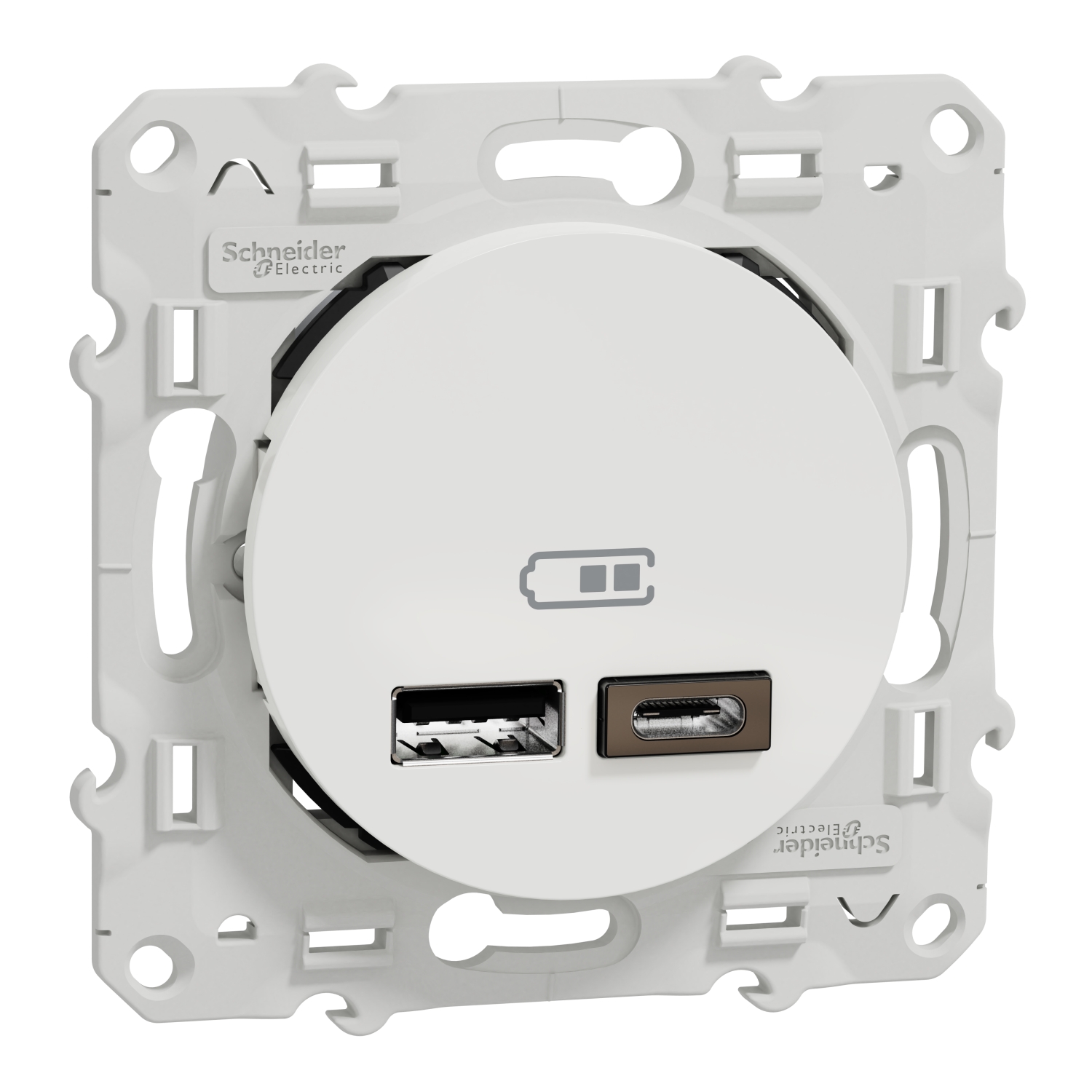 Prise chargeur double usb A+C à assembler Odace blanc - SCHNEIDER ELECTRIC