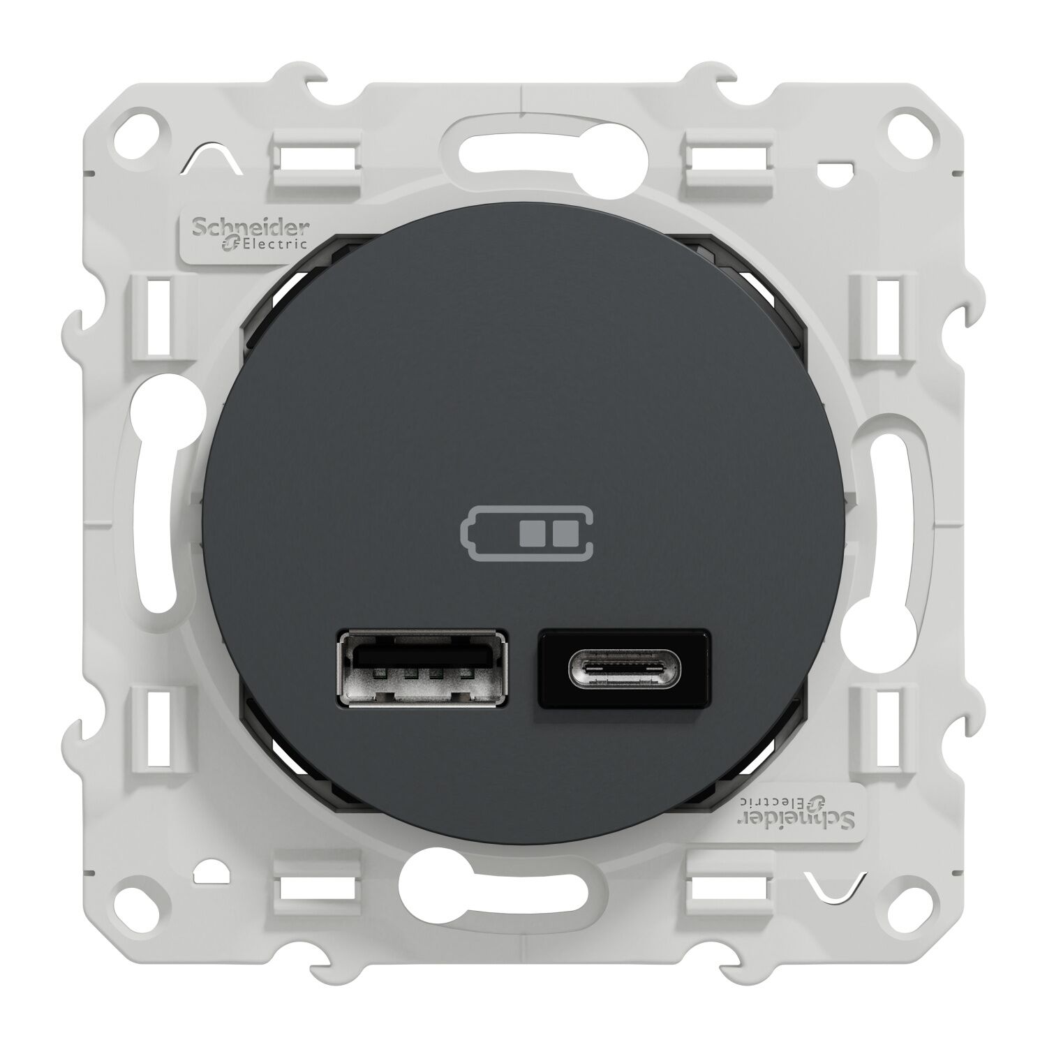 Prise chargeur double usb A+C à assembler Odace anthracite - SCHNEIDER ELECTRIC