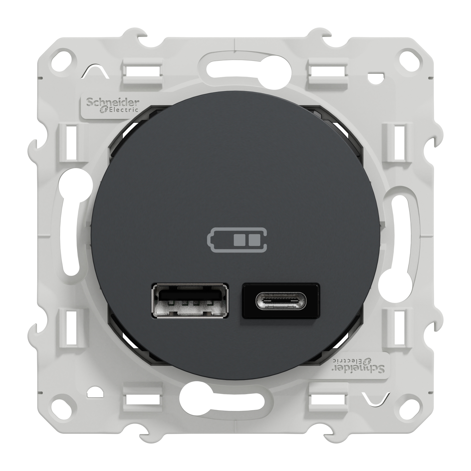Prise chargeur double usb A+C à assembler Odace anthracite - SCHNEIDER ELECTRIC