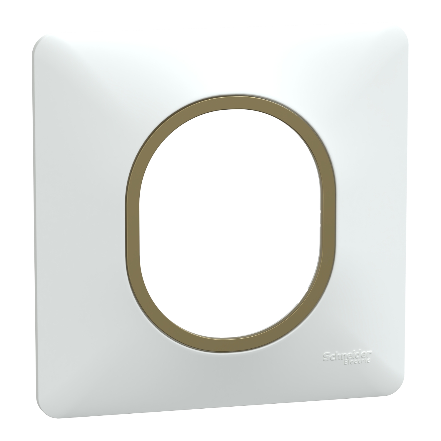 Plaque simple Ovalis blanc bague effet laiton - SCHNEIDER ELECTRIC
