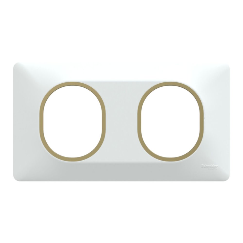 Plaque double Ovalis blanc bague effet laiton - SCHNEIDER ELECTRIC