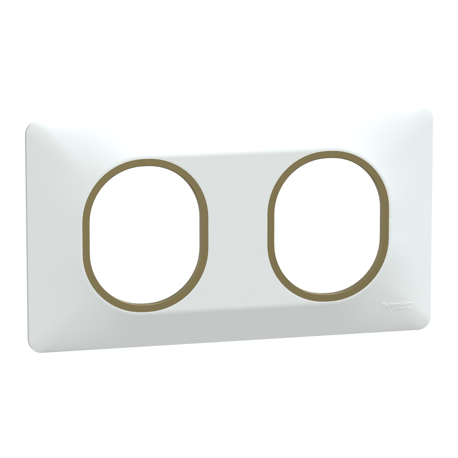 Plaque double Ovalis blanc bague effet laiton - SCHNEIDER ELECTRIC