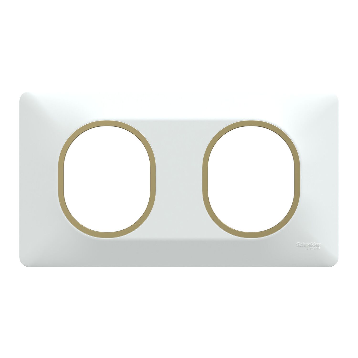 Plaque double Ovalis blanc bague effet laiton - SCHNEIDER ELECTRIC