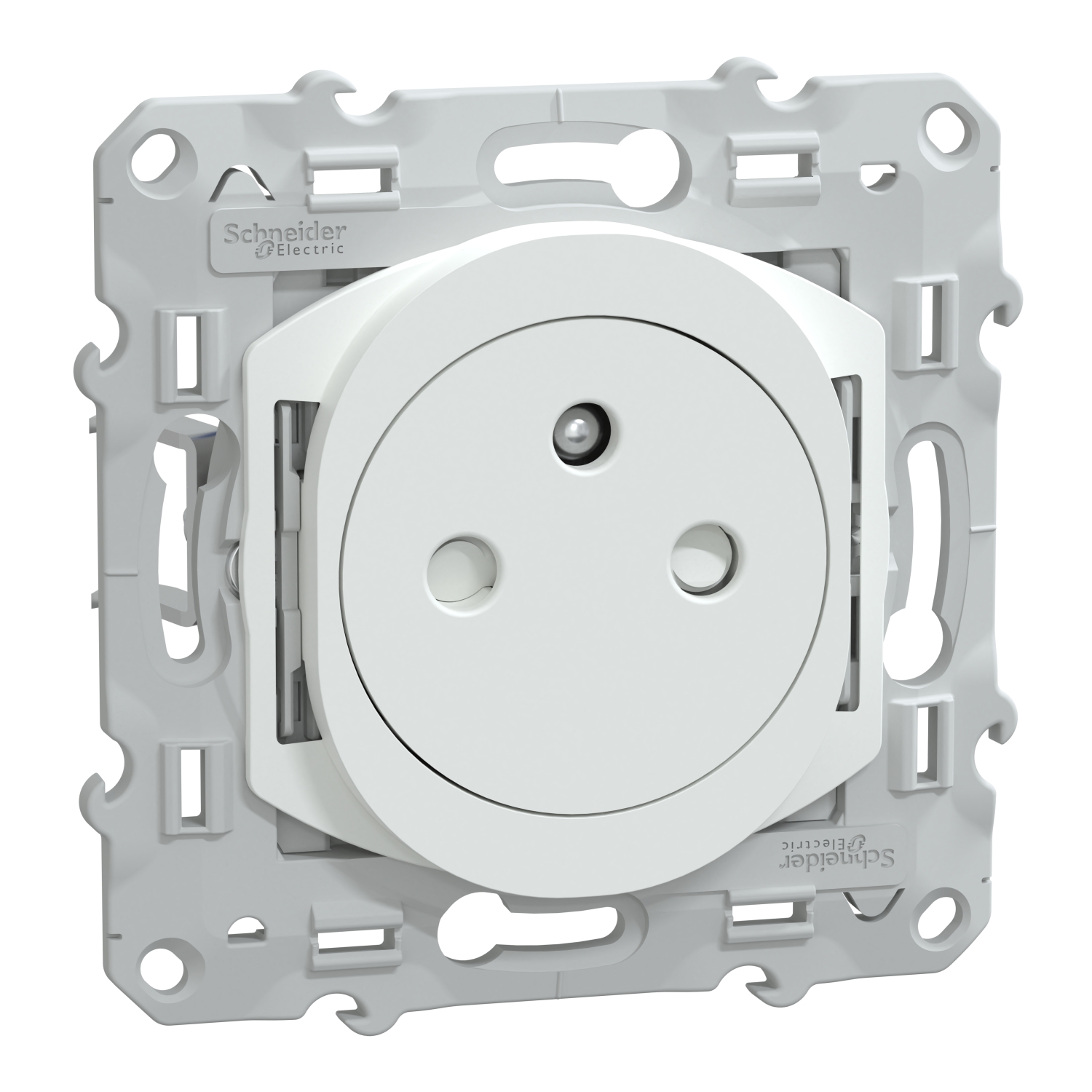 Prise avec terre affleurante avec griffes Ovalis blanc - SCHNEIDER ELECTRIC